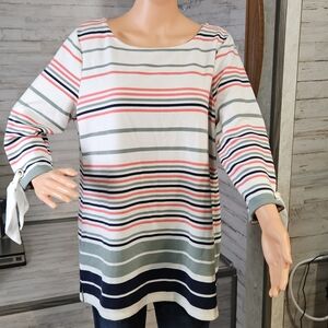 Charter Club Venetia Striped Tunic Top L NWT